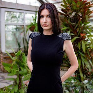 Balmain Mini Dress with Spike Studded Shoulder Pads - Size 4